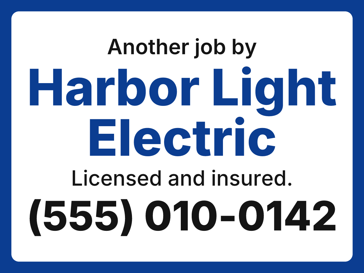 Yard sign proof artwork for Harbor Light Electric, a fictional business
